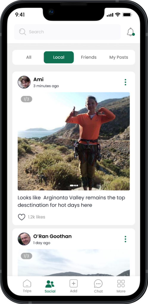 pictures feed app screen